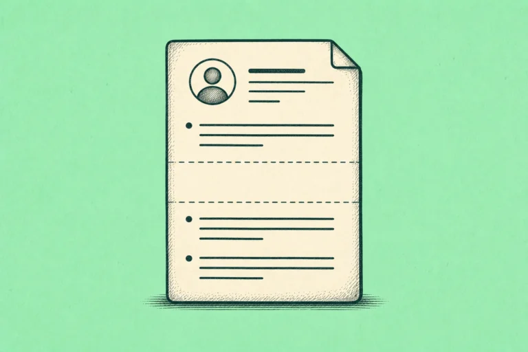 Document with a visible blank gap between sections representing an employment gap on a resume