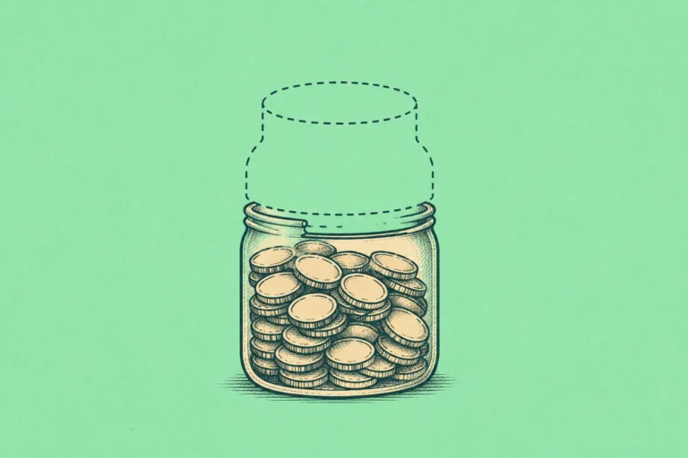 Retirement savings jar with a visible gap showing missing funds — representing the $345,000 healthcare cost most retirement plans overlook