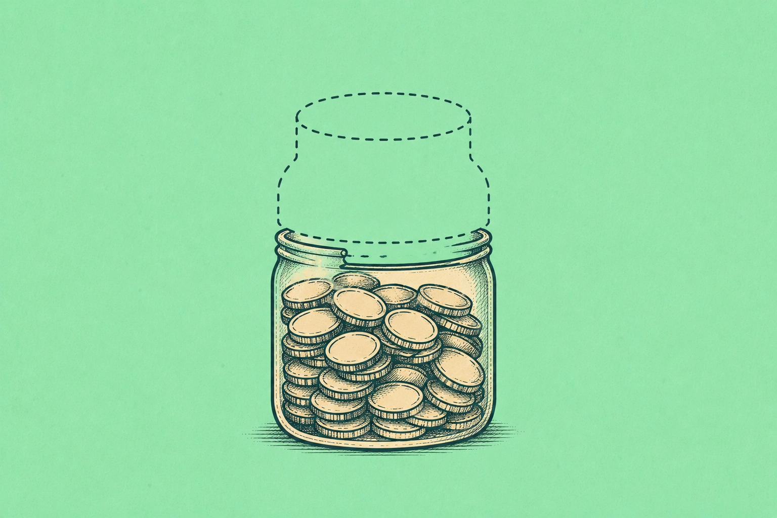 Retirement savings jar with a visible gap showing missing funds — representing the $345,000 healthcare cost most retirement plans overlook