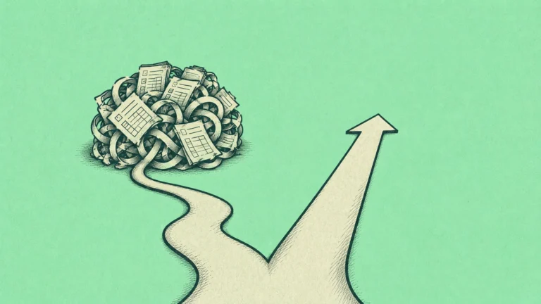 angled paperwork path versus a clean direct arrow — illustrating why buying T-bills through a brokerage is simpler than using TreasuryDirect