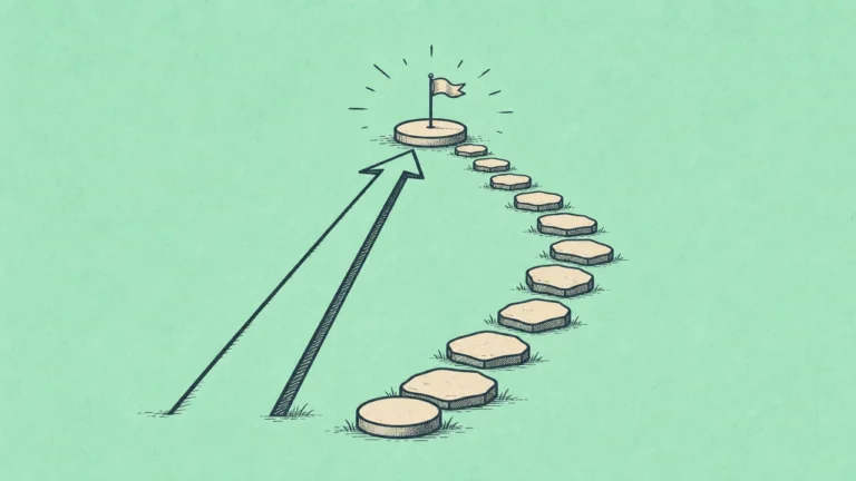 Two paths to the same destination — one direct arrow versus incremental steps — illustrating why lump sum investing tends to outperform dollar-cost averaging mathematically