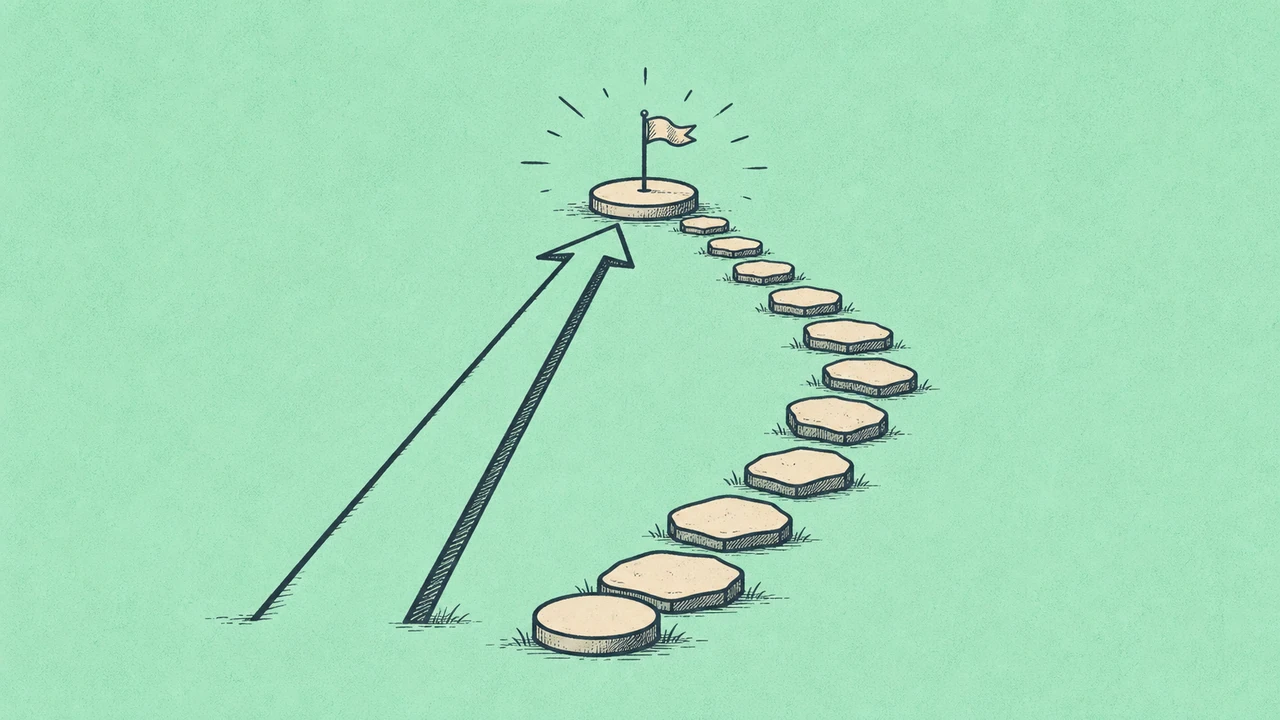 Two paths to the same destination — one direct arrow versus incremental steps — illustrating why lump sum investing tends to outperform dollar-cost averaging mathematically